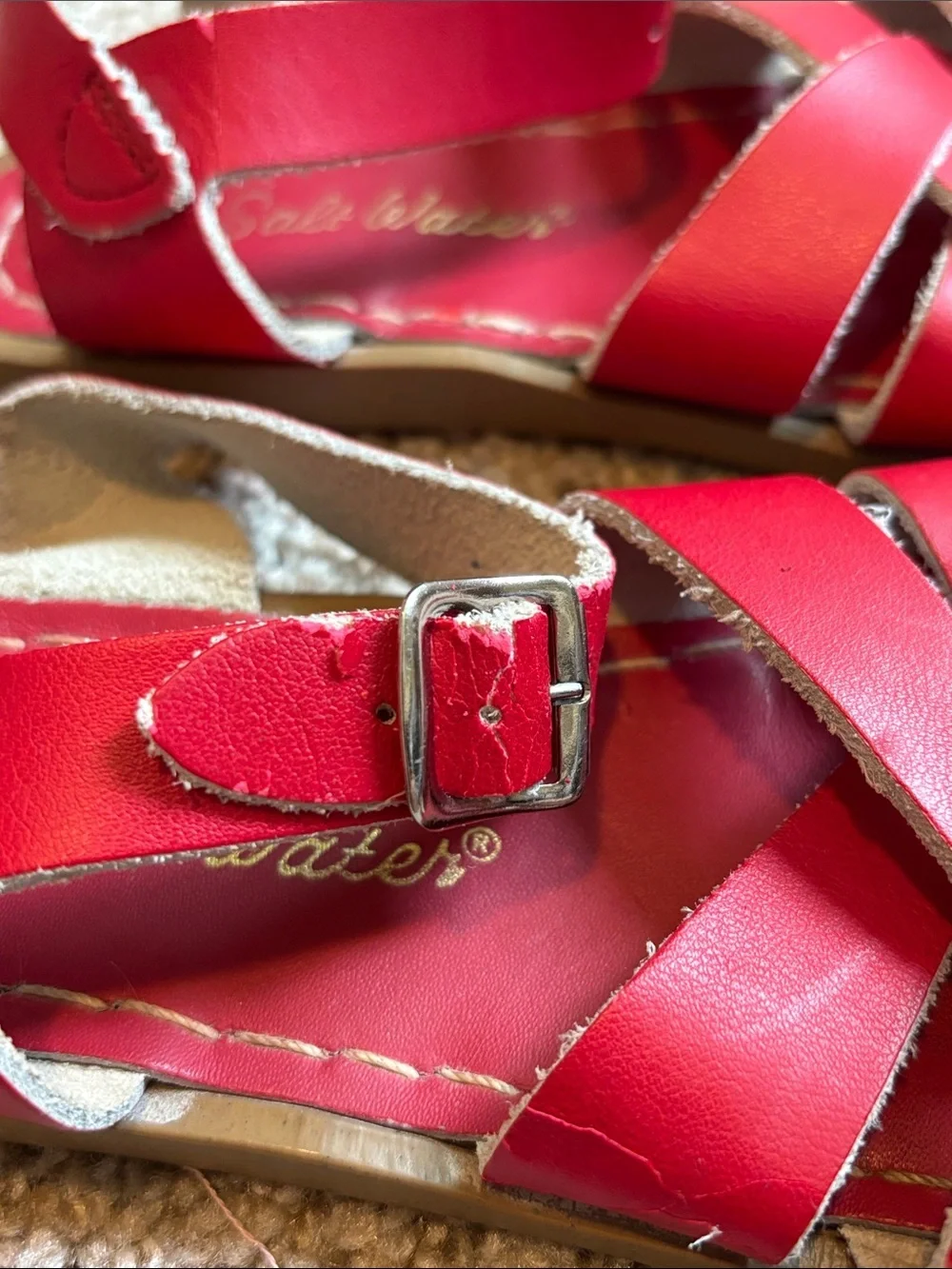 Salt Water Red Strap Sandals Youth Size 13 | summer | bbq | casual | beach